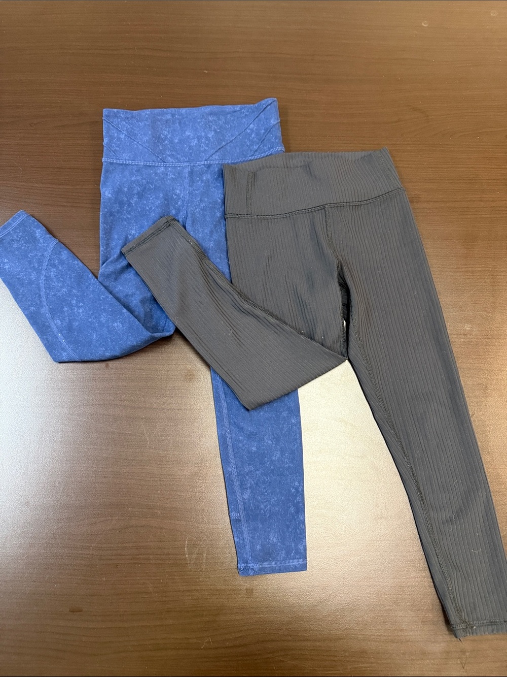 all in motion Black Ribbed & Blue Mineral-Wash Leggings - 2-Pack